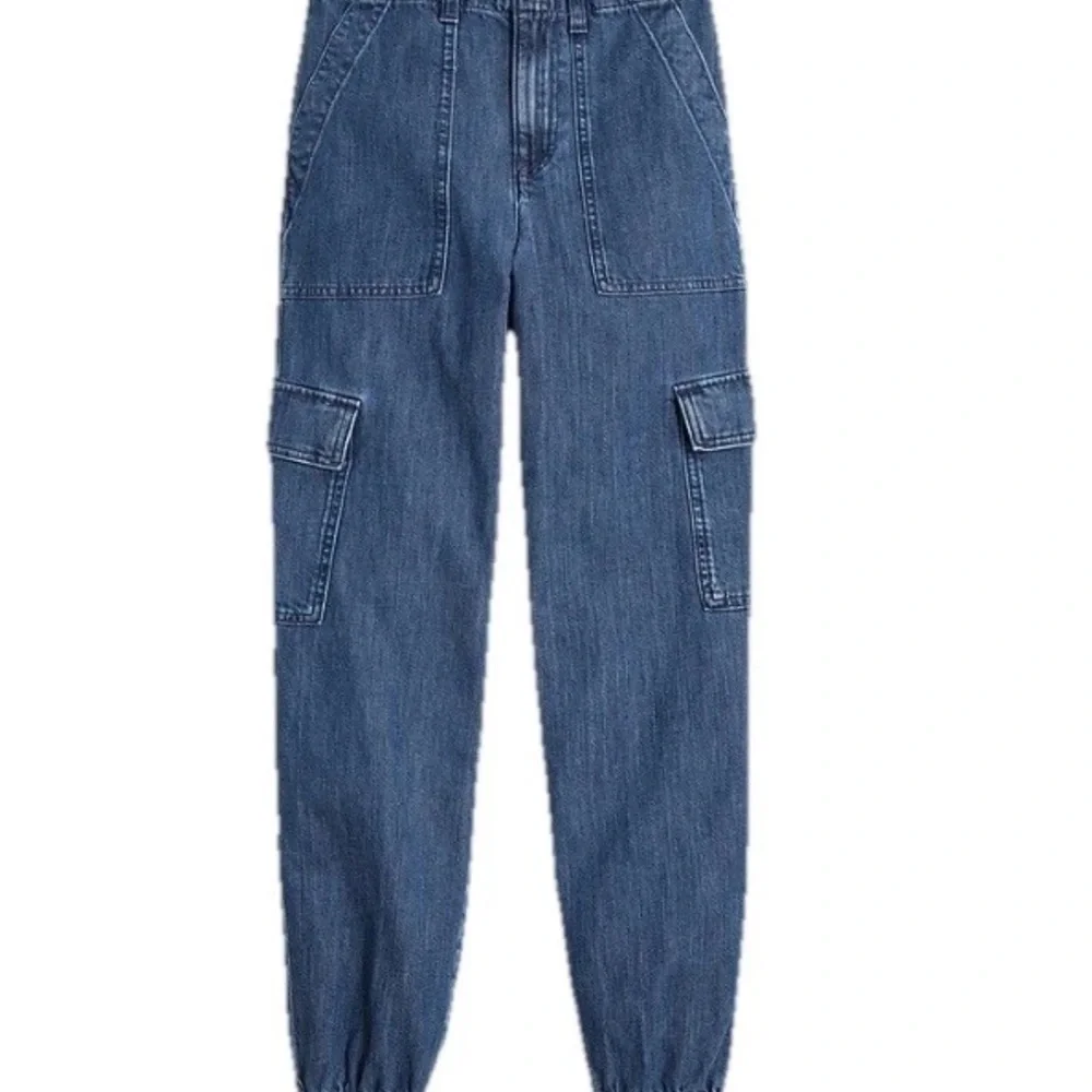 J.Crew Women’s Lightweight Drapey Cargo Jogger Jean Pants Size 35 Mid Wash Denim